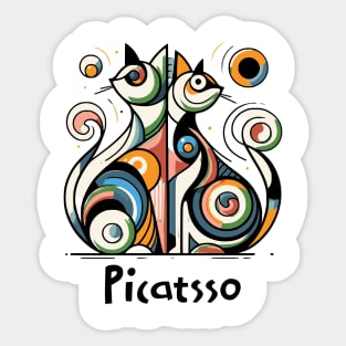 Dual Picatsso Geometric Abstract Cats Sticker